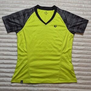 Pearl Izumi Women Cycling Jersey Neon Lime Green V-Neck Short Sleeve 11221309